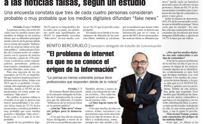 Benito Berceruelo entrevista en La Nueva España Fake News