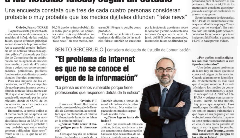Benito Berceruelo entrevista en La Nueva España Fake News