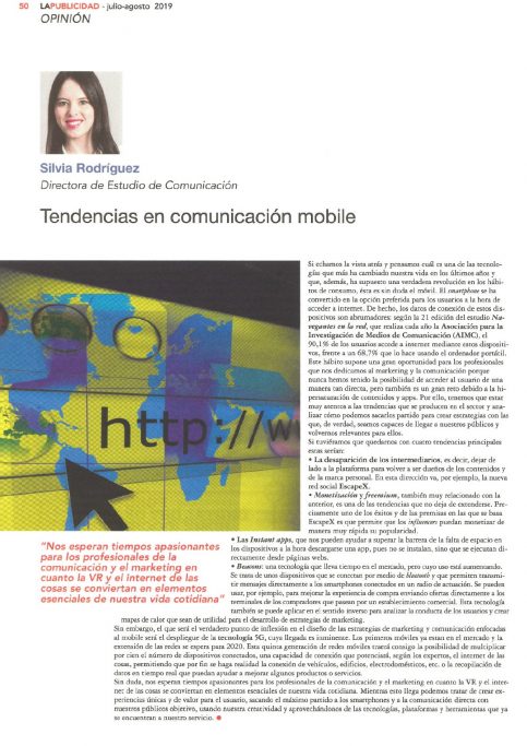 2019JulioAgosto-CLI-ESTUDIO-La Publicidad-Artc. Silvia Rodriguez-Tendencias en comunicación mobile