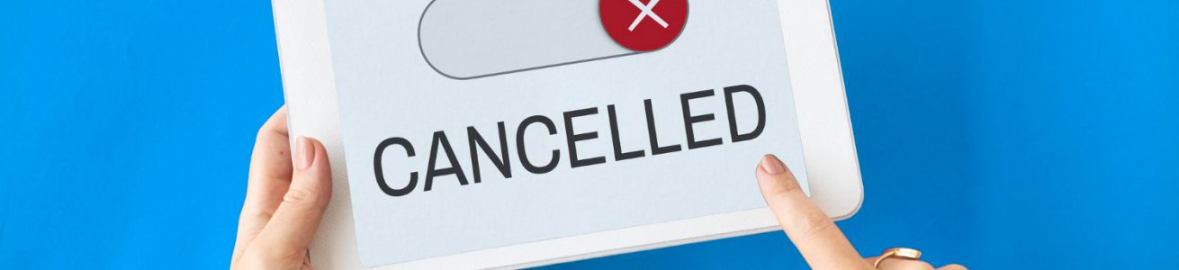 botón de bloqueo de aparato electrónico en el que pone cancelled